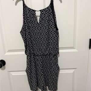 White House Black Market Black and White Geometric Shorts Romper